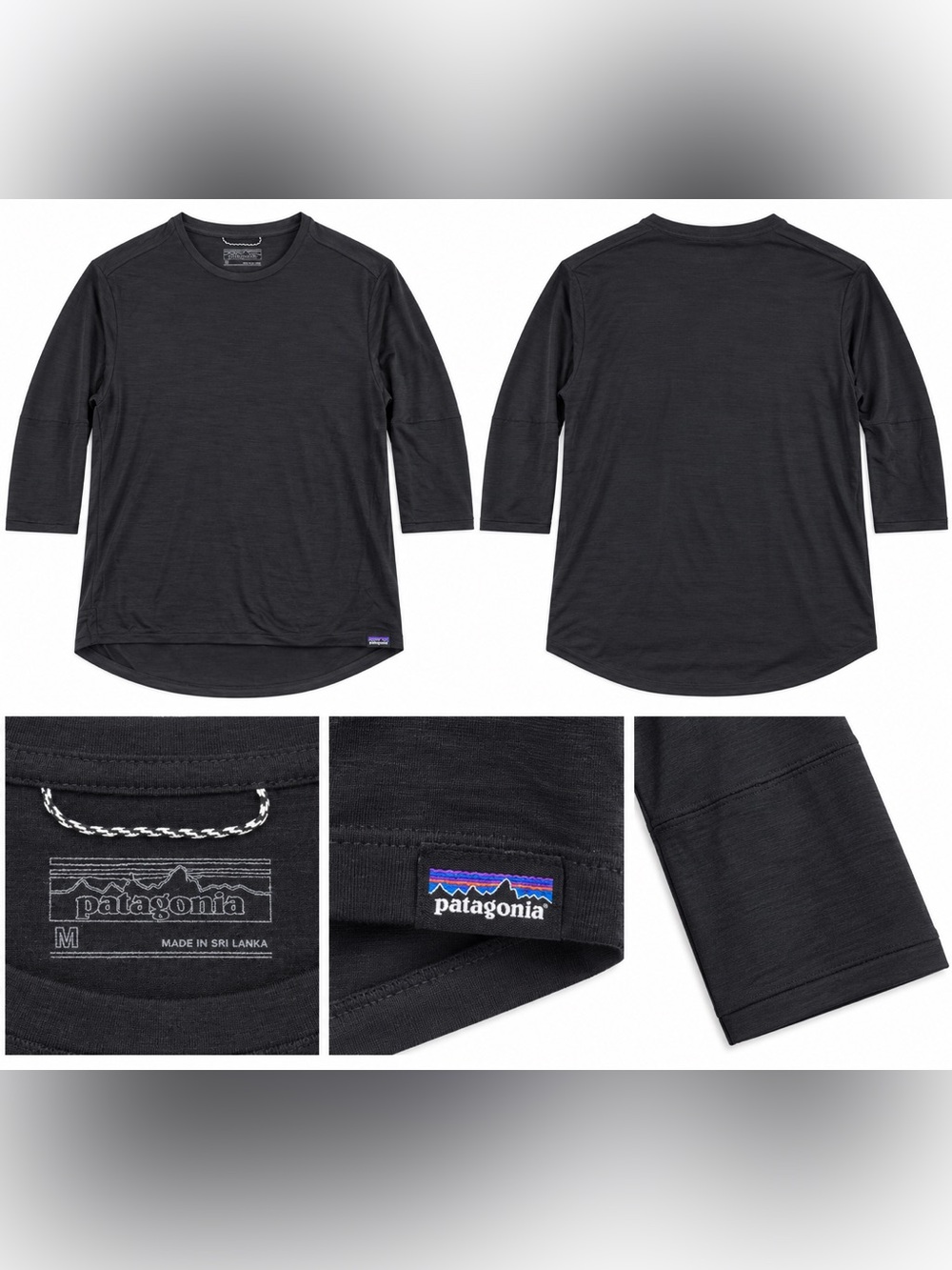 Patagonia Women’s Black 3/4 Sleeve Performance Top – Size M